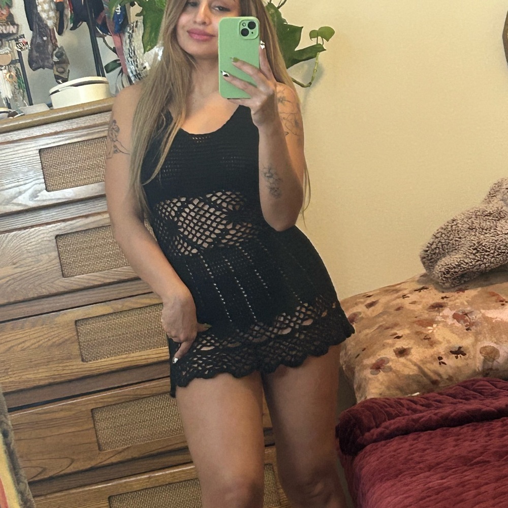 UNIF Black Crochet Mini Dress